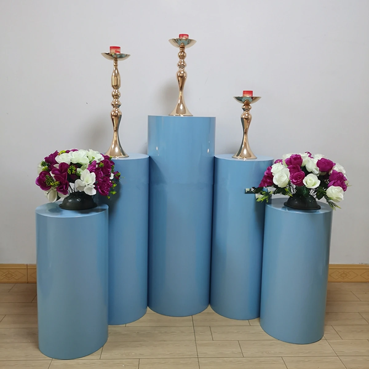 5pcs/set)Hot Sale Round Flower Pedestal Backdrop Stand Mental Wedding Plinths AB1232