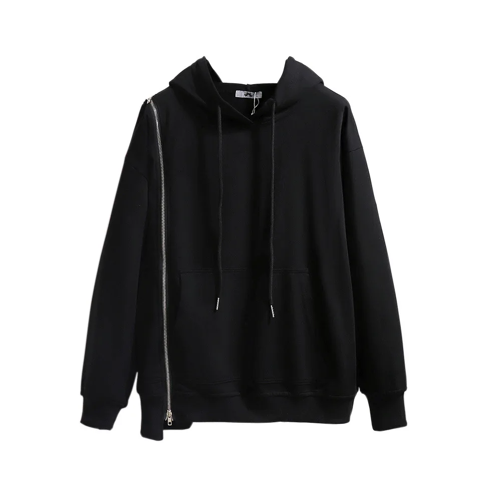 New 2021 Autumn Winter Plus Size Women Clothing Hoodie Large Long Sleeve Cotton Black Zipper Sweatshirt Coat 3XL 4XL 5XL 6XL 7XL