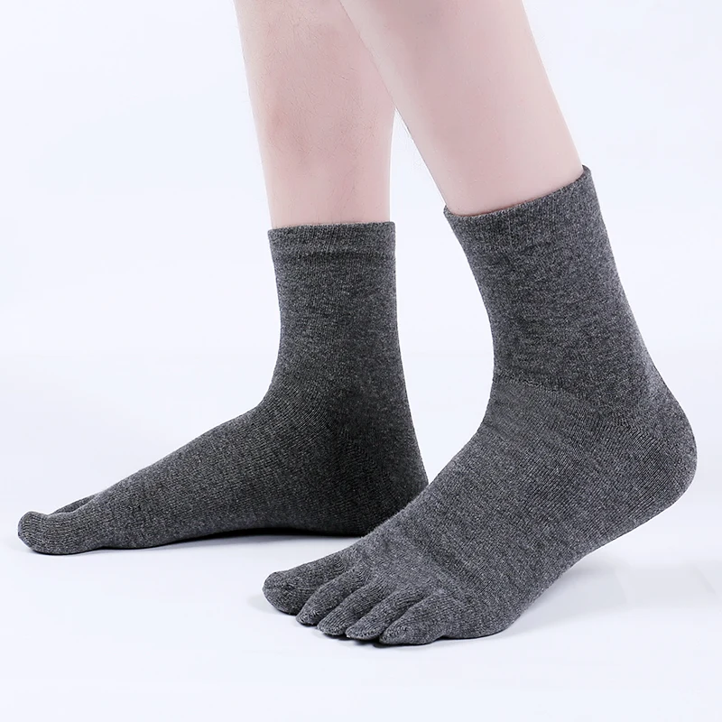 Toe Socks Men and Women Five Fingers Socks Breathable Cotton Socks Sports Running Solid Color Black White Grey Blue Khaki Coffee