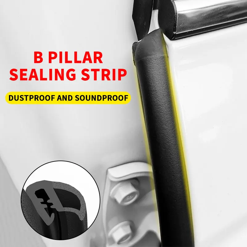 Car Door Edge Weatherstrip Rubber Sealing B Pillar Noise Windproof Protection Front Auto Sealant Accessories Decoration Strip