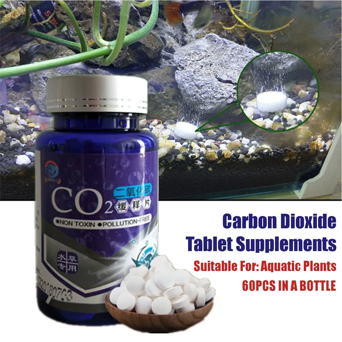 CO2 Tablet Kohlendioxid Diffusor für Wasserpflanze Aquatic Leaf Float Gras Fisch Aquarium Kohlendioxid Diffusor Wasserpflanze – Detail 2