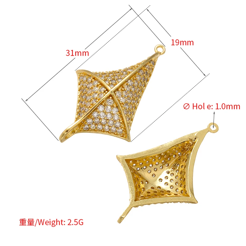 ZHUKOU 19x31mm Brass Crystal Irregular Connector for Women Bracelet Necklace Jewelry Accessories making findings model:VS432
