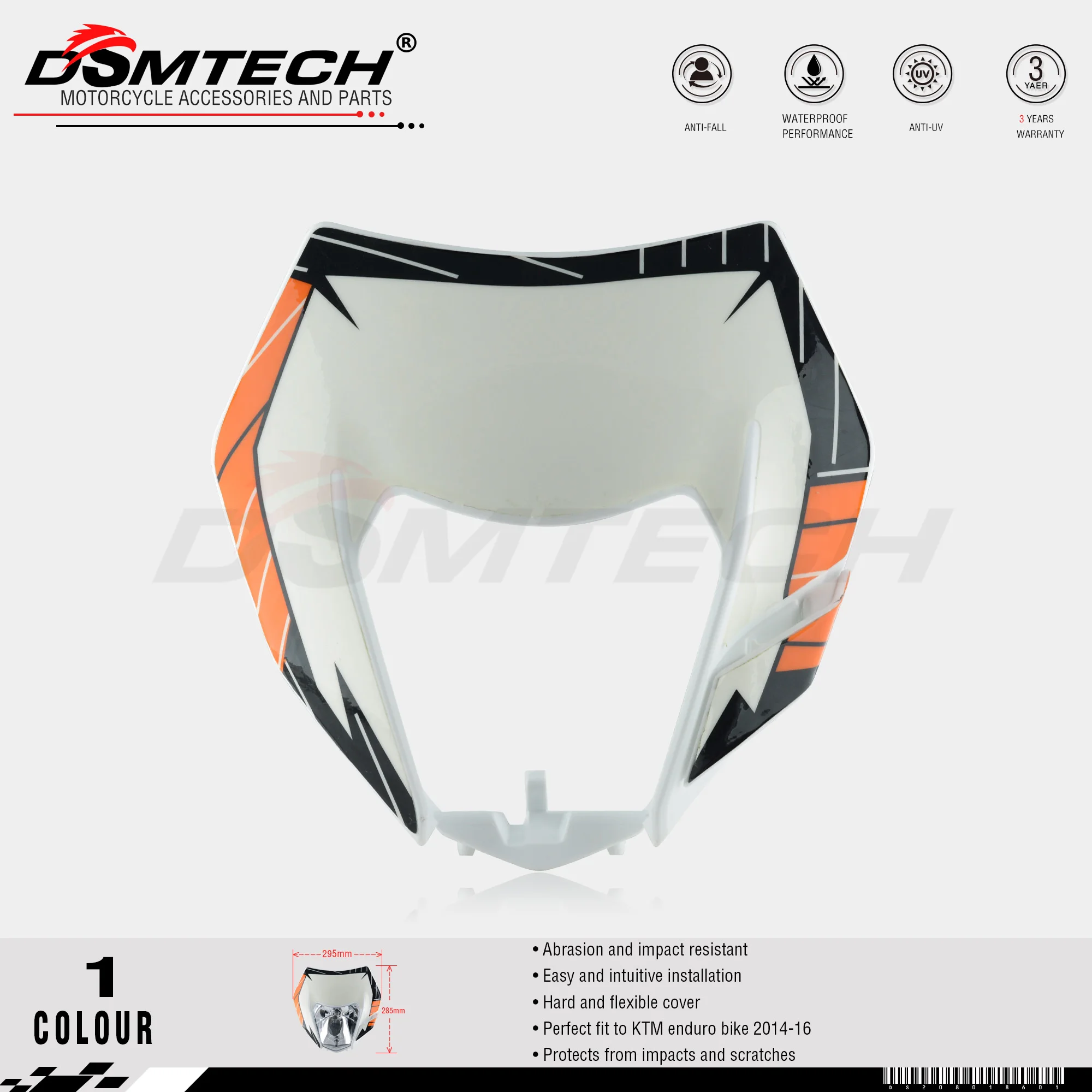 DSMTECH Headlight Headlamp With Sticker For KTM SX F EXC XCF SMR 2014 2015 2016 Motorcycle Dirt Bike MX Enduro Supermoto