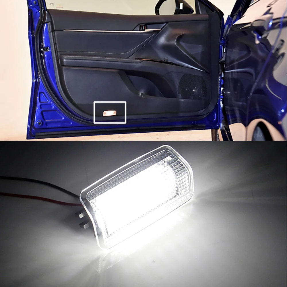 2Pcs Entry LED Light Car Door Courtesy Lamp For Toyota 4Runner Camry Prado Land Cruiser Crown Fortuner Prius Auto Warning Light