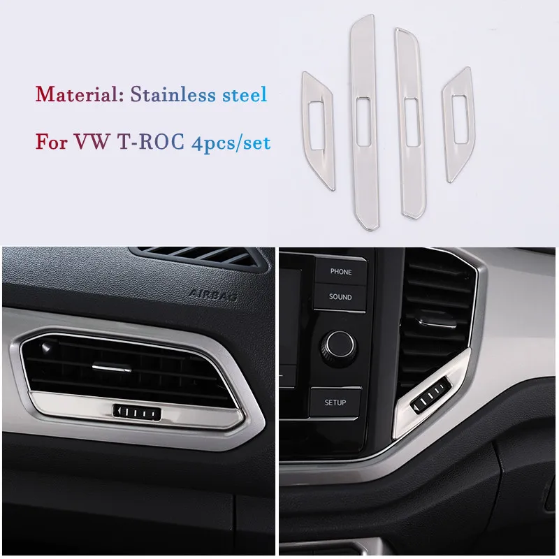 

Stainless Steel Interior Refit Kit AC Air Conditioning Panel Cover Trim For Volkswagen VW T-ROC T ROC 2018-2020 Car Accessories