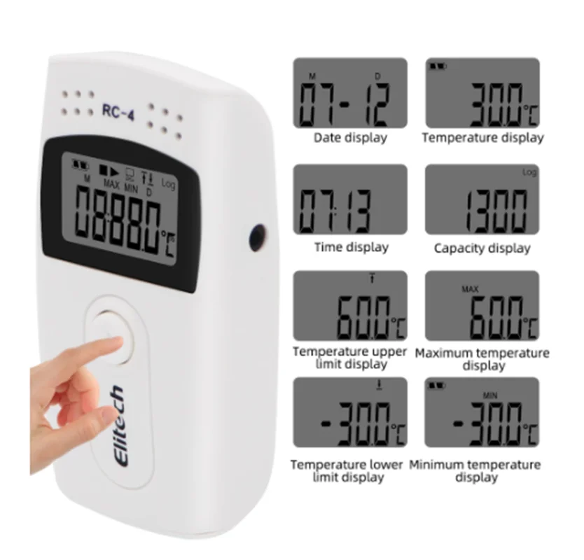 RC-4HC Digital USB Temperature and Humidity Data Logger NTC Sensor Thermometer for Refrigeration Cold Chain Transport Labs