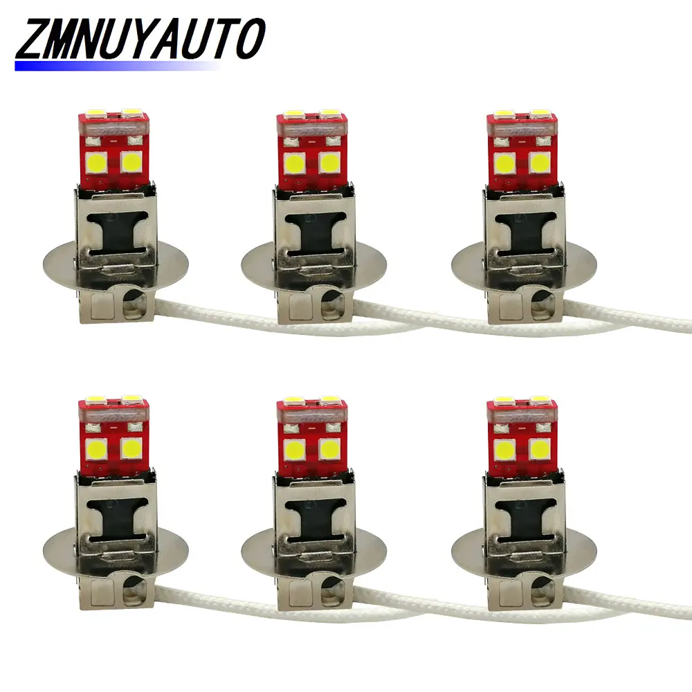 6PCS Led H3 H1 White 3030 6 SMD LED Replacement Bulbs For Car Fog Lights Auto DRL Lamp 12V