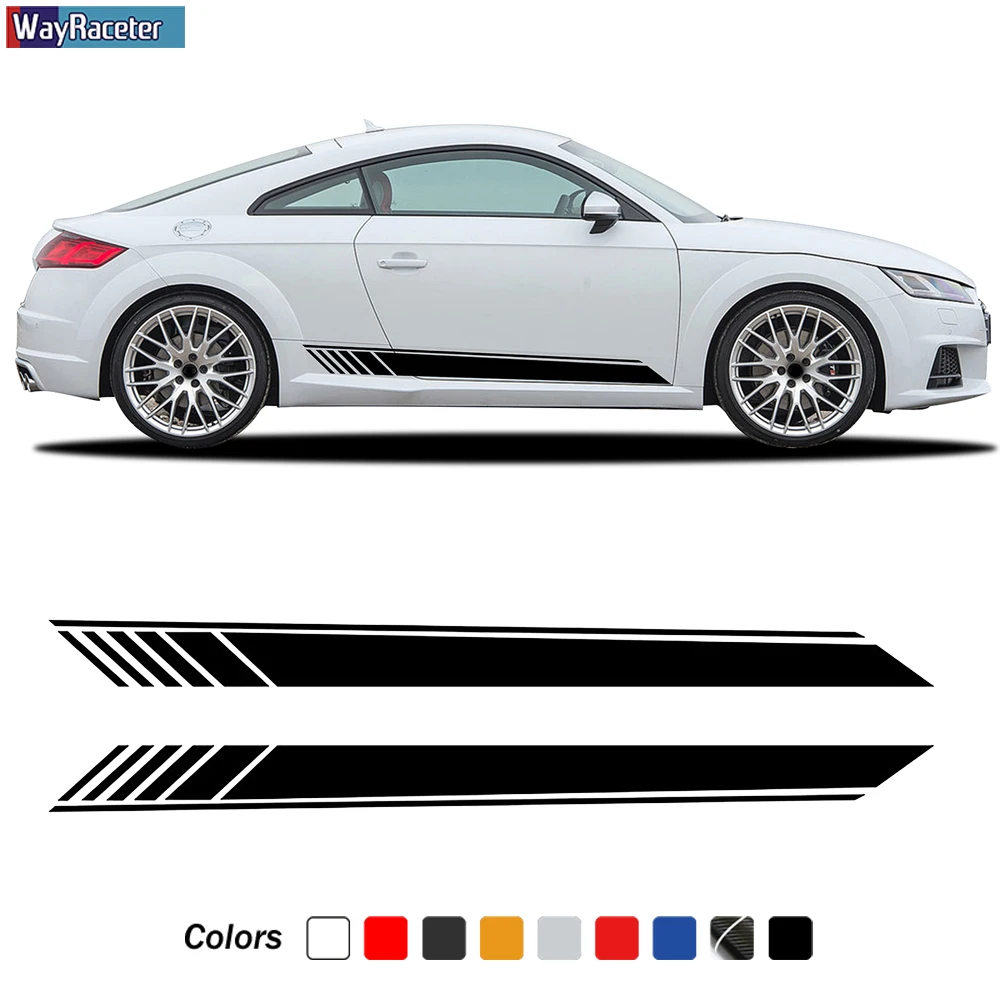 

2 Pcs Racing Sport Car Door Side Stripe Skirt Sticker 5D Carbon Fiber Vinyl Decal For Audi TT TTS TTRS MK2 8J MK3 8S Accessories