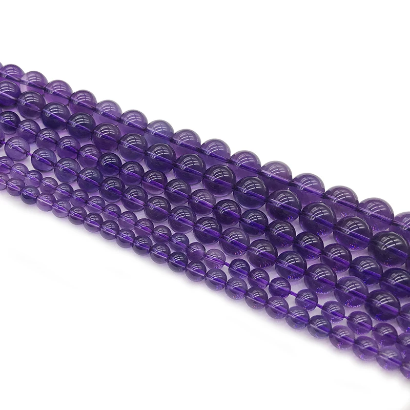 Fashion Natural Purple Crystal Stone Round Loose Beads Suitable for DIY Female Bracelet Necklace Making 15