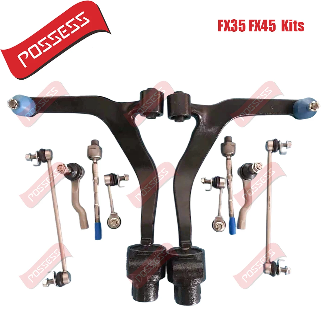 10 Pieces Control Arm Stabilizer Link Tie Rod assemblies Kits For Infiniti FX35 FX45 S50 2003-2008,