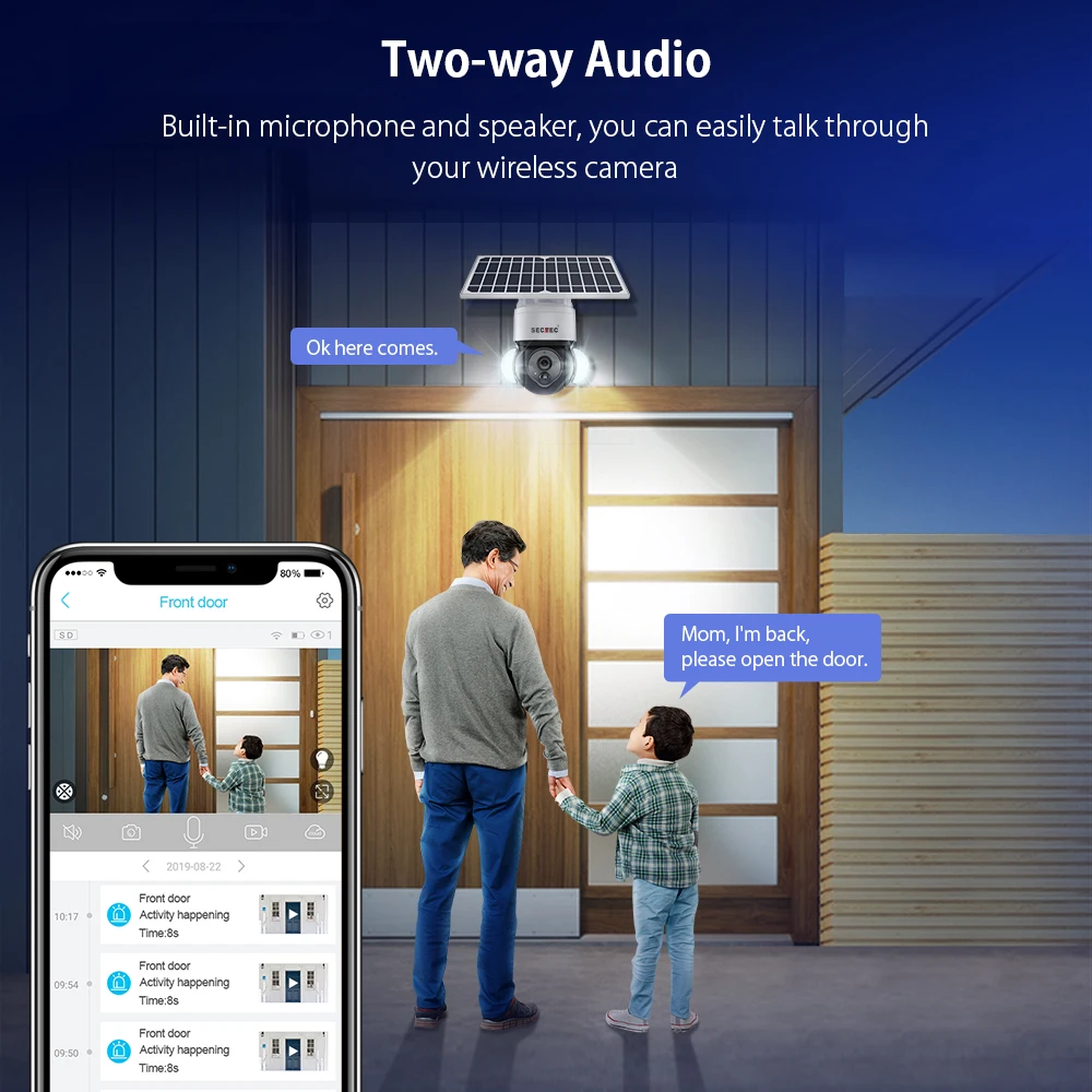 SECTEC Panel słoneczny kamera 4G kamera Wifi 1080P HD Panel słoneczny nadzór zewnętrzny kamera inteligentna CCTV inteligentne bezpieczeństwo w domu ochrona