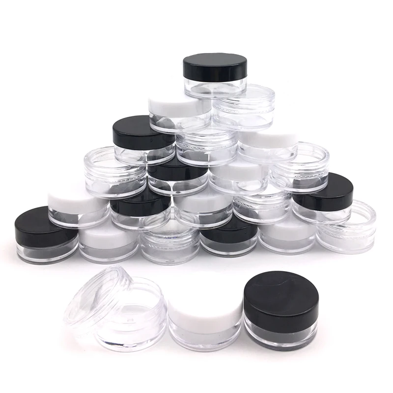 

500pcs 2g Empty Plastic Jar Cosmetic Makeup Pots Transparent Sample Bottles Eyeshadow Cream Lip Balm Container