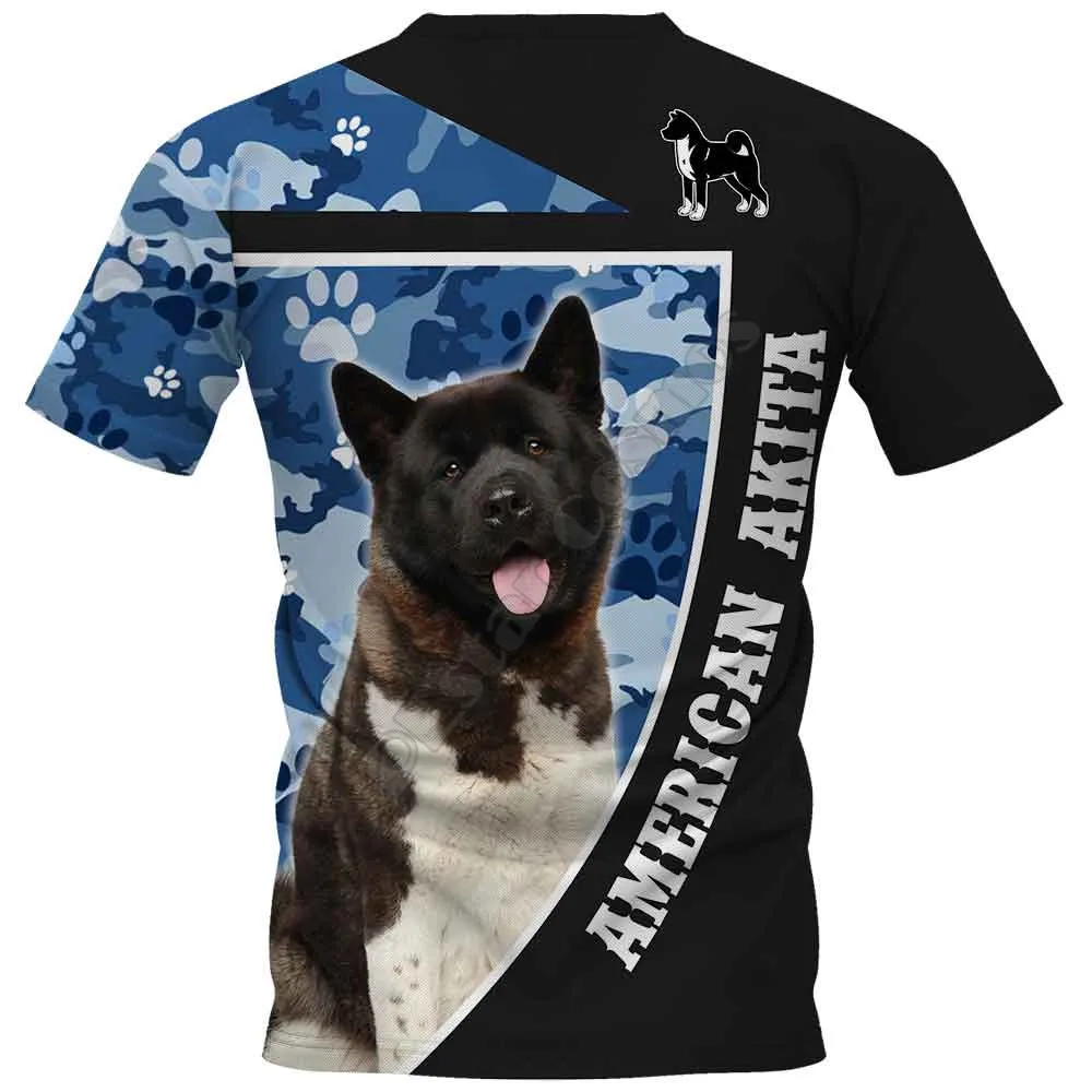 American Akita 3D Printed t shirts women for men Summer Casual Tees Short Sleeve T-shirts Funny Animals Short Sleeve 02
