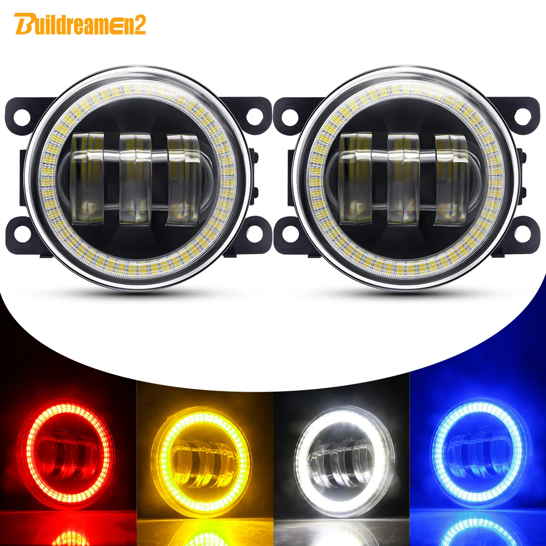 Angel Eye Fog Light For Ford Fusion Fiesta Focus Explorer C-Max Transit Tourneo EcoSport Edge Car LED Lens DRL Fog Driving Lamp