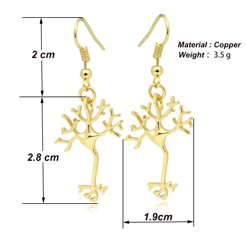 Fei Ye Paws  Boho Gold Color Neuron Brain Nerve Cell Drop Earrings Brinco Aros Long Life Tree Earrings For Women From Jewelry