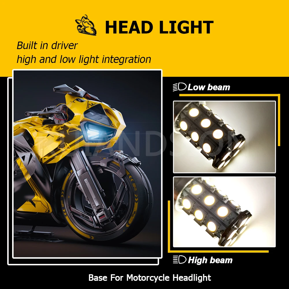 1pc 3W 540Lm BA20D LED Motorcycle Headlight H6 Scooter Motorbike Headlamp Hi/Lo Light Bulb Accessories Warm White 6V 12V