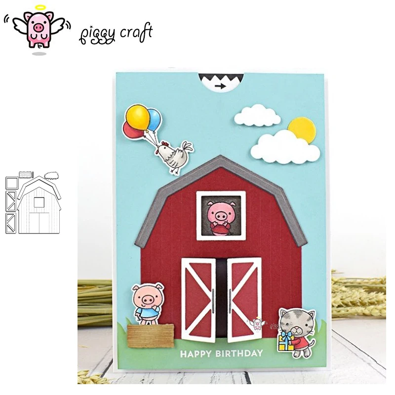 Piggy Craft Metall-Stanzformen, geschnittene Stanzform, Bauernhof, Scheune, Dekoration, Sammelalbum, Papier, Basteln, Messerform, Klingenstanzer, Schablonen