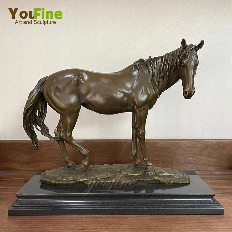 45cm Bronze Horse Statue on a Marble Base Antique Bronze Horse Sculpture Casting Bronze Art Crafts For Home Office Decoration