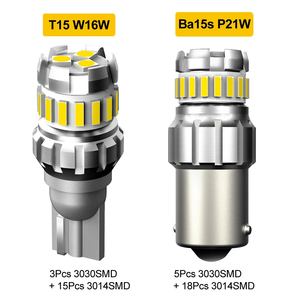 2Pcs 1200LM Canbus T15 P21W 1156 BA15S LED Bulb For Skoda Superb Octavia 2 2011 2012 2013 Kia Rio Daytime Running Light DRL Lamp