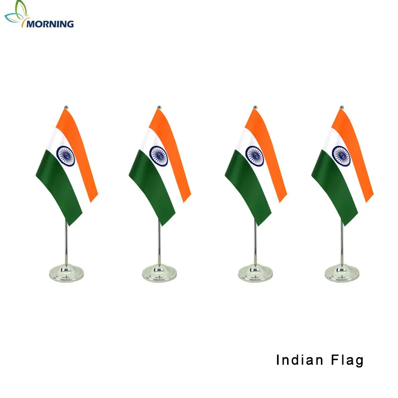 Factory Price Customized Decorative Indian National Flags Table Flags and Pole