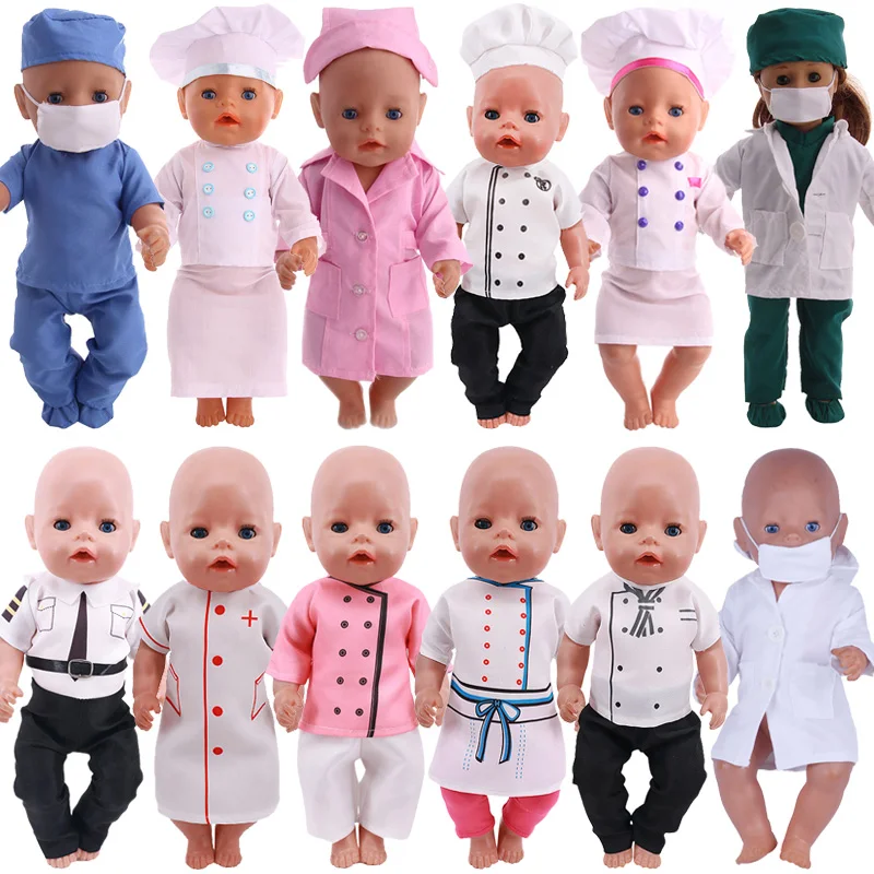 Doll Clothes Doctor Nurse Chef Navy Series Suit Fit 18 Inch American Of Girl`s&43Cm Baby New Born Doll Zaps Our Generation Toy