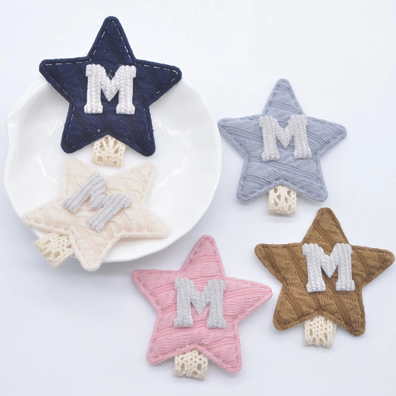 10Pcs 48mm Padded Star Cloth Applique for Clothes Hat Socks Gloves Shoes Sewing Patches DIY Headwear Hair Clip Decor Accessories