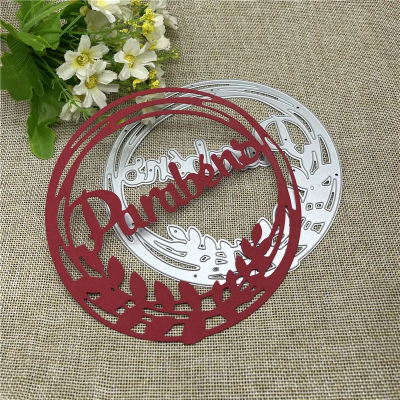 Round Spanish Happy Metal cutting dies mold Round hole label tag Scrapbook paper craft knife mould blade punch stencils dies
