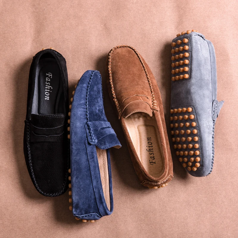 Penny Loafers Men Boat Shoes 2022 Fashion Man Moccasins Suede Leather Slip On Flats Classic Men Casual Shoes Plus Size 38-47