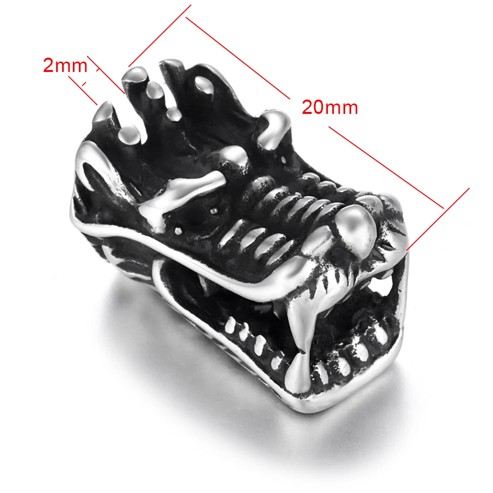 Stainless Steel Dragon Head Spacer Bead Polished 3mm Hole Metal Beads Charms for DIY Bracelet Jewelry Making Accessories