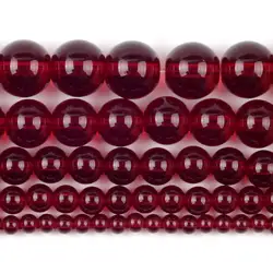 Wholesale Garnet Red Glass Crystal Stone Beads Round Loose Spacer For Jewelry Making 4/6/8/10/12mm DIY Bracelet Necklace