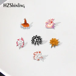 Nine Tailed Fox Cartoon Anime Acrylic Lapel Pin Badge Resin Epoxy Jewelry