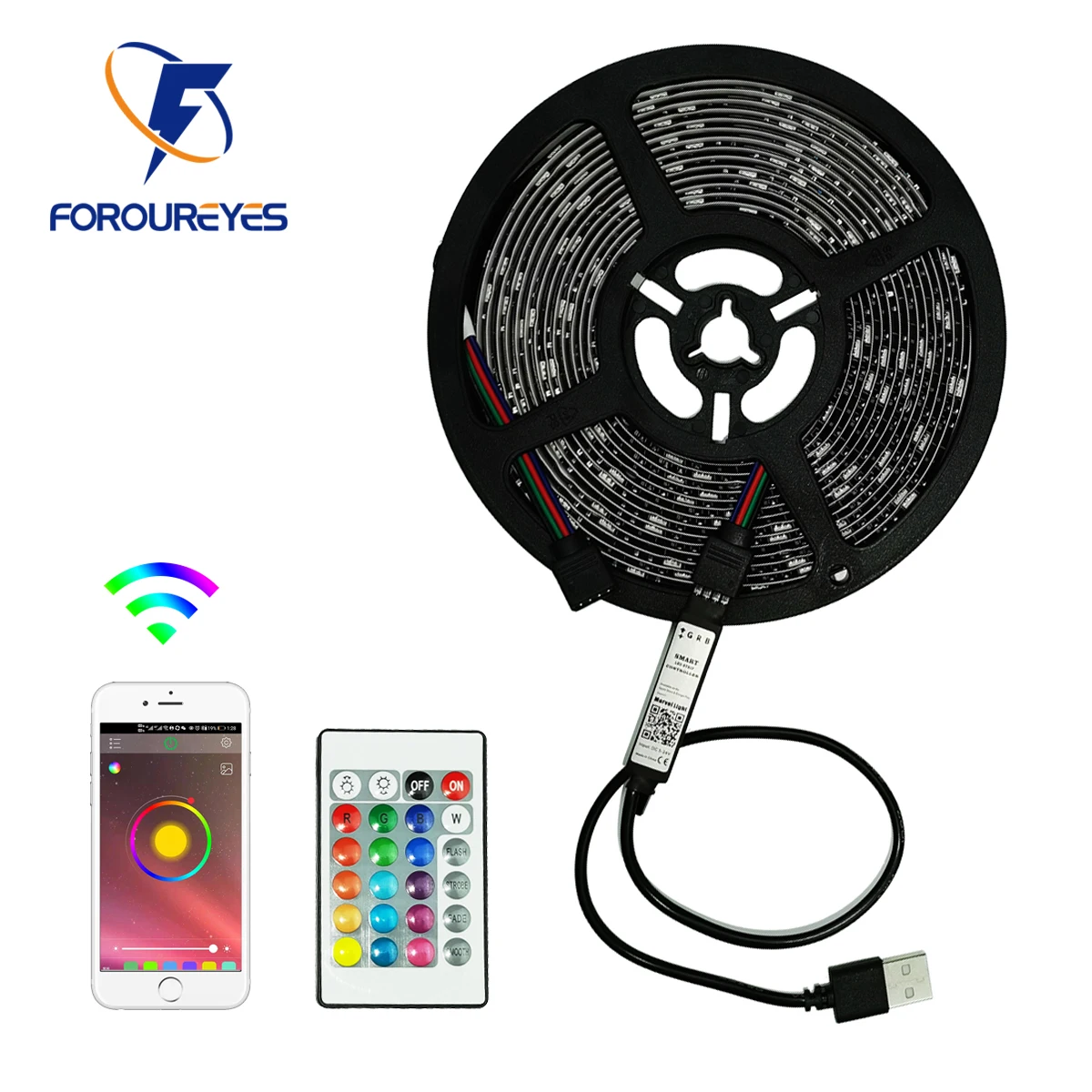 LED Strip Lights RGB 5050 SMD Flexible Ribbon Smart APP With 24keys IR control 1/2/3/4/5m TV Desktop Screen BackLight Diode Tape