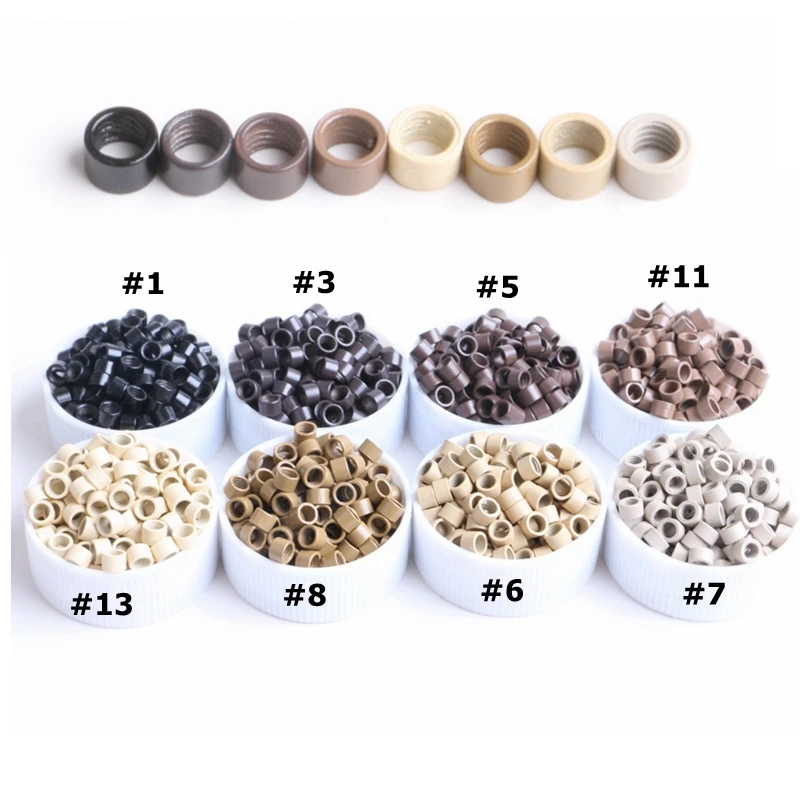 8000 Pieces 4.5x3.0x3.0mm Aluminum Screw Micro Rings Beads for I-tip Hair Extensions with 8 Colors Choice