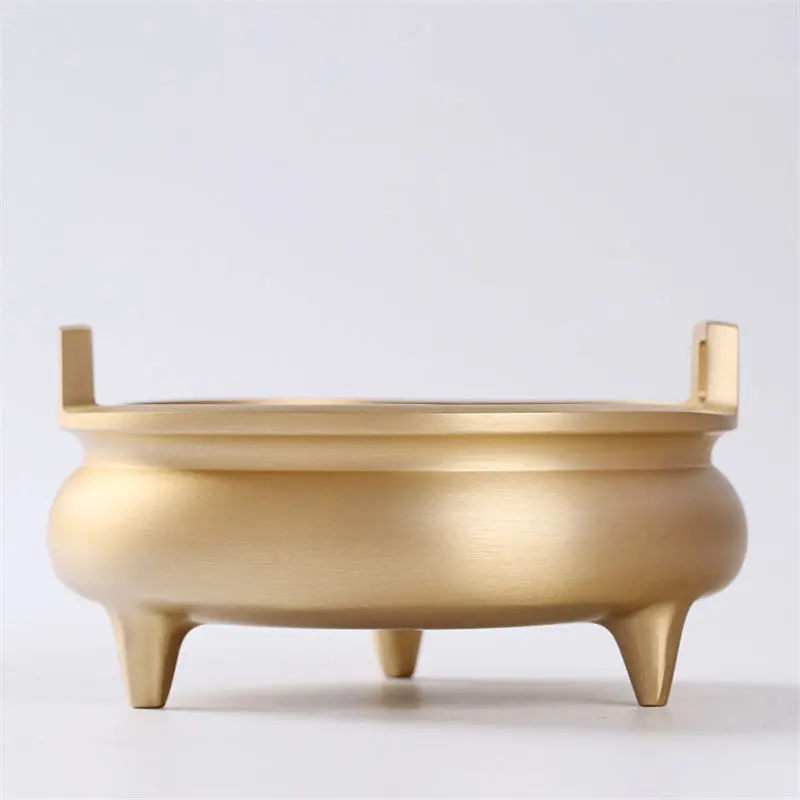 Pure Copper Earlid Incense Burner Buddhist Temple Censer Antique Home Decoration Personalized Creative Aromatherapy Furnace