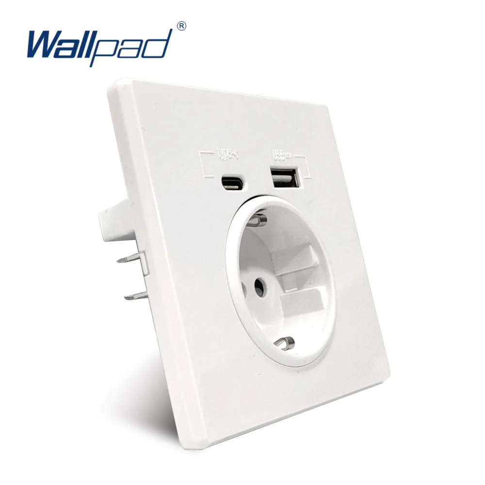 EU Power Socket With Usb Charging Port and Type C Interface 2.1A 16A PC Panel 86mm French Russia Spain Wall Outlet Phone Holder