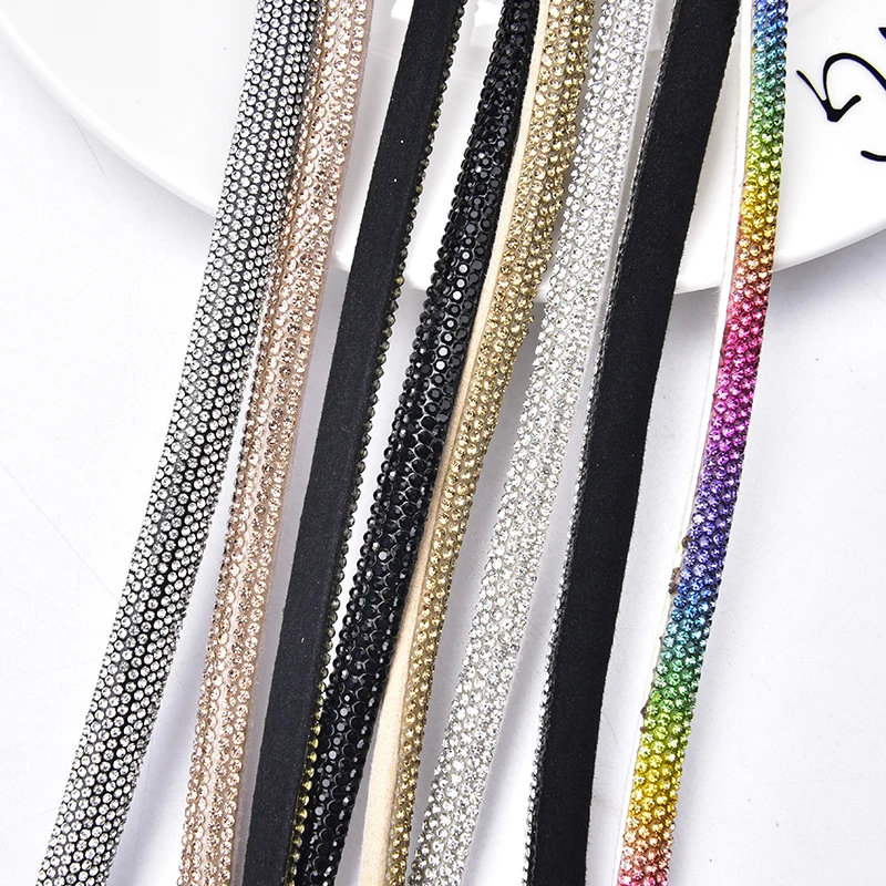 2/5 Yards 5 Rows Rhinestone Tube Sew on Cotton Rope Cord Crystal Diamond Trim DIY Shoes Bikini Shoulder Strap Clothes Decoration