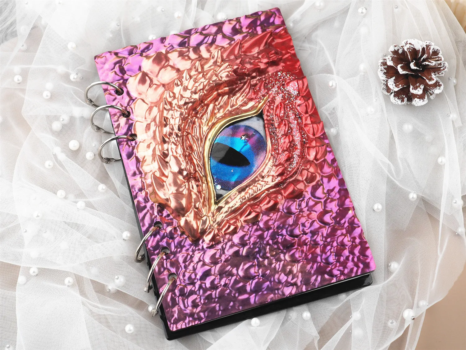 DIY Silicone Epoxy Resin Dragon Eye Book Mold Leather Case Dragon Mirror Silicone Mold - Image 6