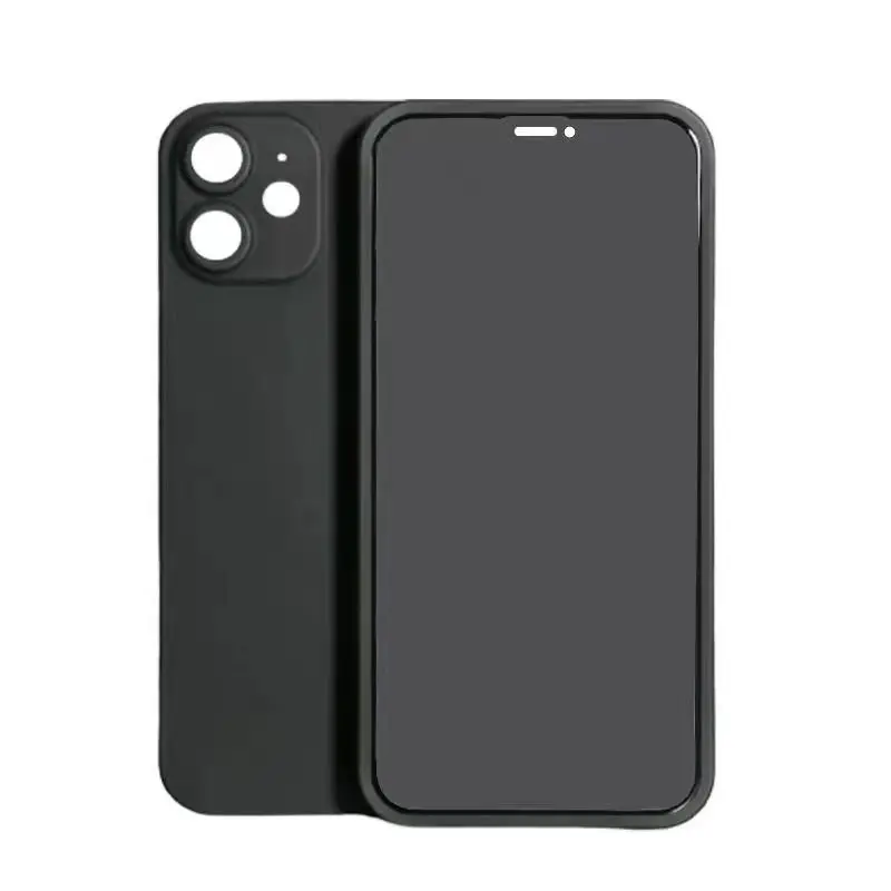 New Cell Phone Very Thin Case Cover with Privacy Tempered Glass Film for iPhone 12 mini pro max 5.4 6.1 6.7 100pcs