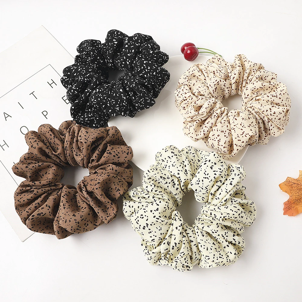 Ins Oversized Scrunchies Hair Ties Elastic Hair Bands Floral Ponytail Holder Spot Leopard Big Scrunchie Women Hair Accessories