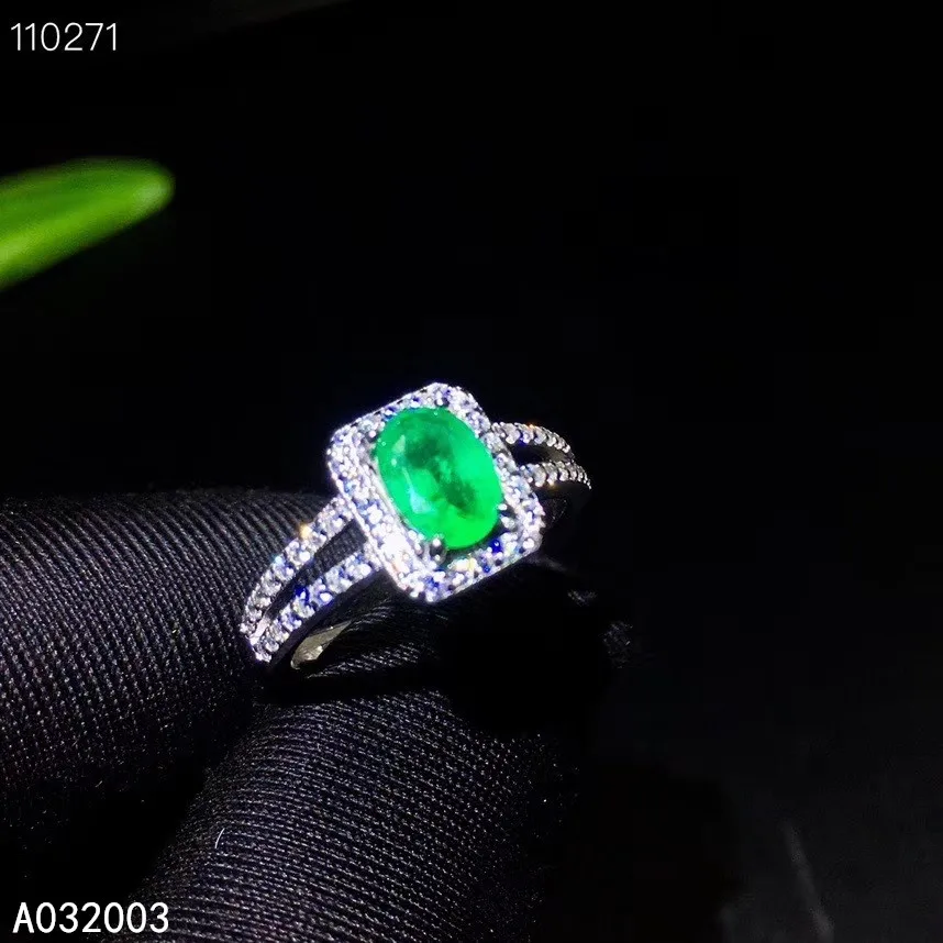 

KJJEAXCMY fine jewelry 925 sterling silver inlaid natural Emerald new Female Miss Girl Woman ring classic Support Detection