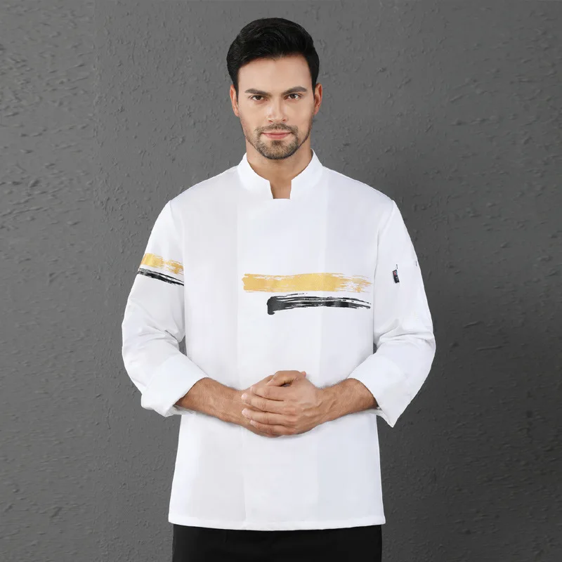 โรงแรมร้านอาหารห้องครัวเบเก้เค้ก Overalls Unisex Chef Uniform บริการอาหารชุดทําอาหาร Catering เสื้อผ้าเสื้อแขนยาว