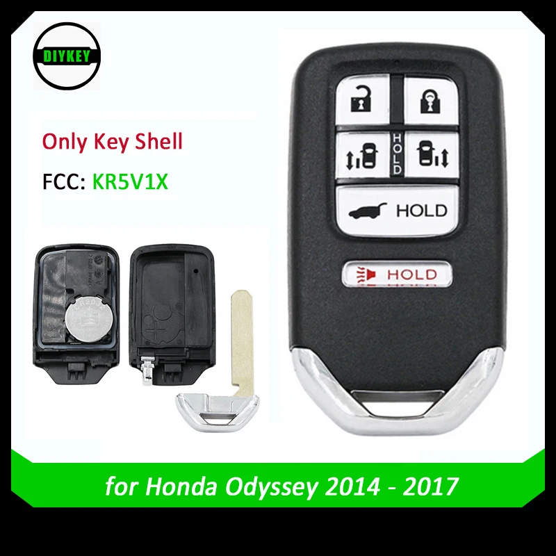 

DIYKEY Replacement Remote Key Shell Fob 6 Button for Honda Odyssey 2014 2015 2016 2017 - FCC: KR5V1X