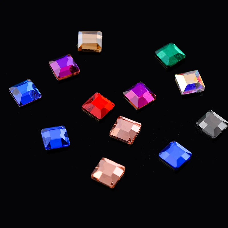 20pcs 4mm Square 3D Nail Rhinestones Crystal Flatback Glass Manicure Arts Decorations Charm Gem Jewelry Accessories