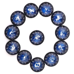 12 Constellation Blue Color Glass Cabochon Zodiac Scorpio Leo Cancer Pisces Sign Jewelry Fashion Accessories Birthday Gifts