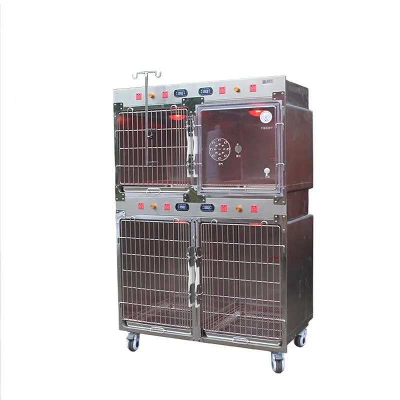 

Hospital medical equipment ICU unit Veterinary Stainless Steel dog kennel pet cage therapy warm oxygen cage for pet cat