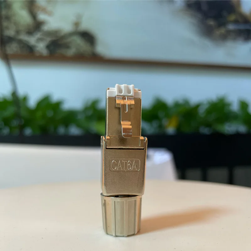 Linkwylan RJ45 Cat6A Toolless Field Connector Termination Plug Metal Clip Shielded For 23AWG Solid Cable
