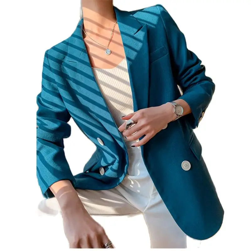 2023 Fashion Suit Jackets Women's Clothing Spring Autumn Blazer Coats Loose Double breasted OL Blazers Office Ladies Tops D390