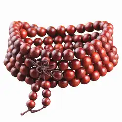 Natural African Red Sandal Beads Bracelet 6mm 8mm Buddhist 108PCS Prayer Meditation Mala BRO549