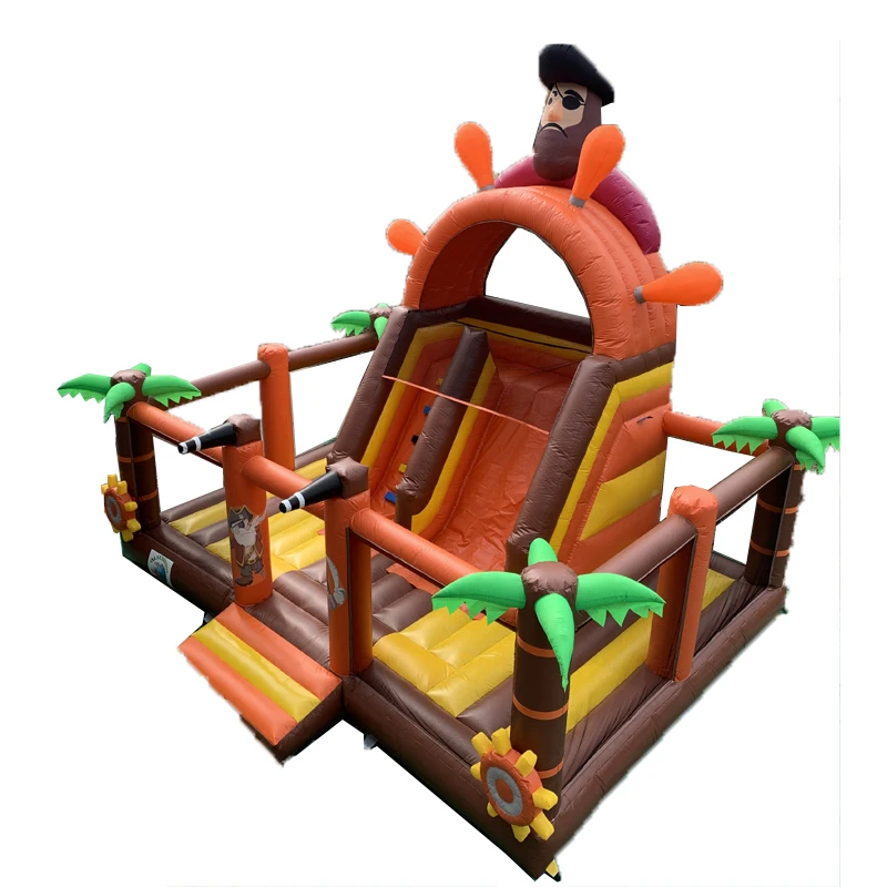 Customized PVC Inflatable Slide Popular Pirate Design Combine With Inflatable Bounce House Jumping Trampoline