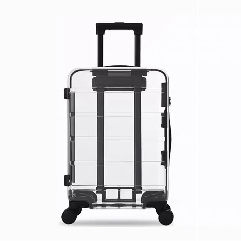 New Latest Luxury Transparent Suitcase Fashion Brand Rolling Luggage Boarding Trolley Case Men/Women Carry On Luggage Travel Box